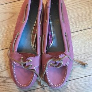 Pink and gold sperry shoes size 7.5